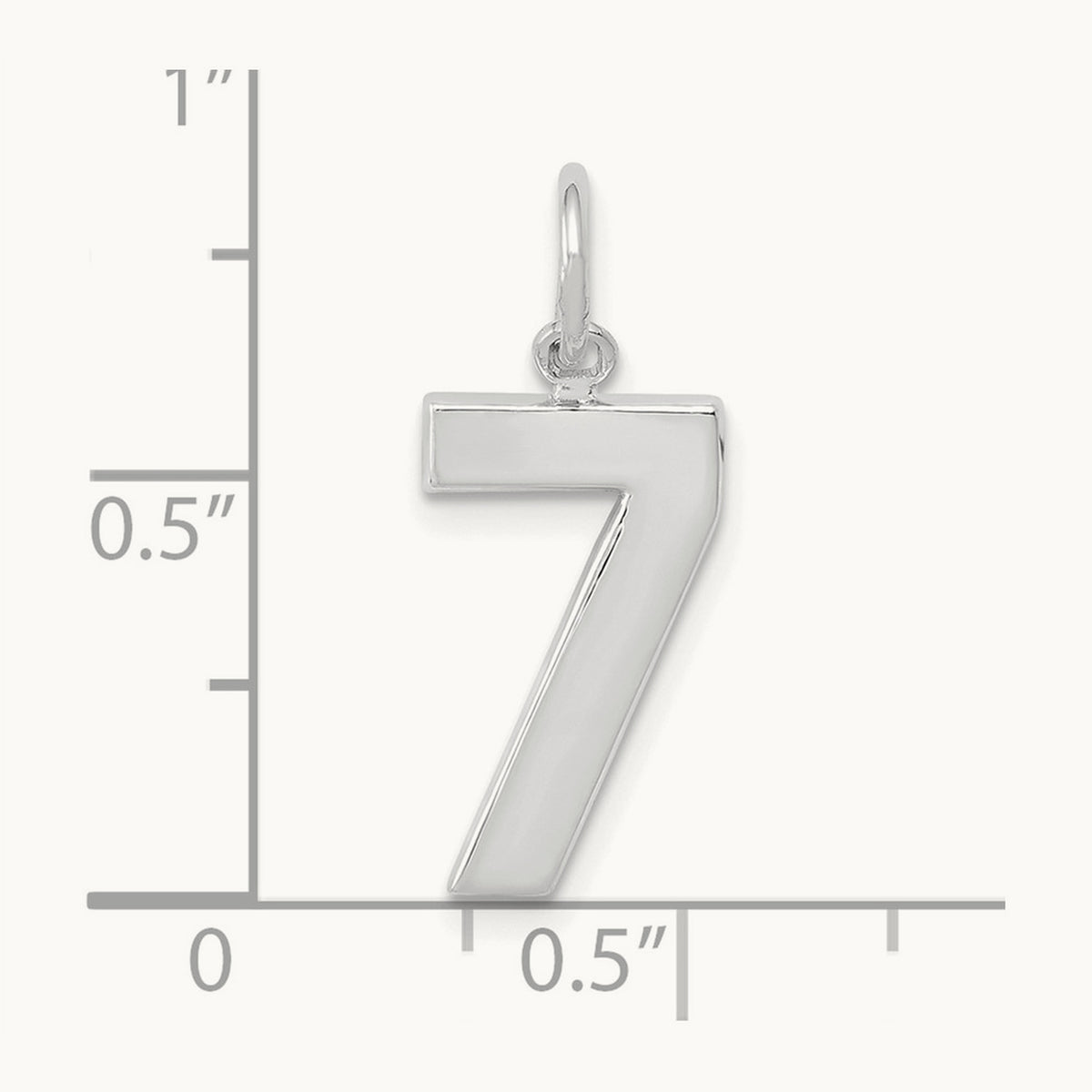Medium Polished Number 7 Charm — 14K White Gold, 17.75mm