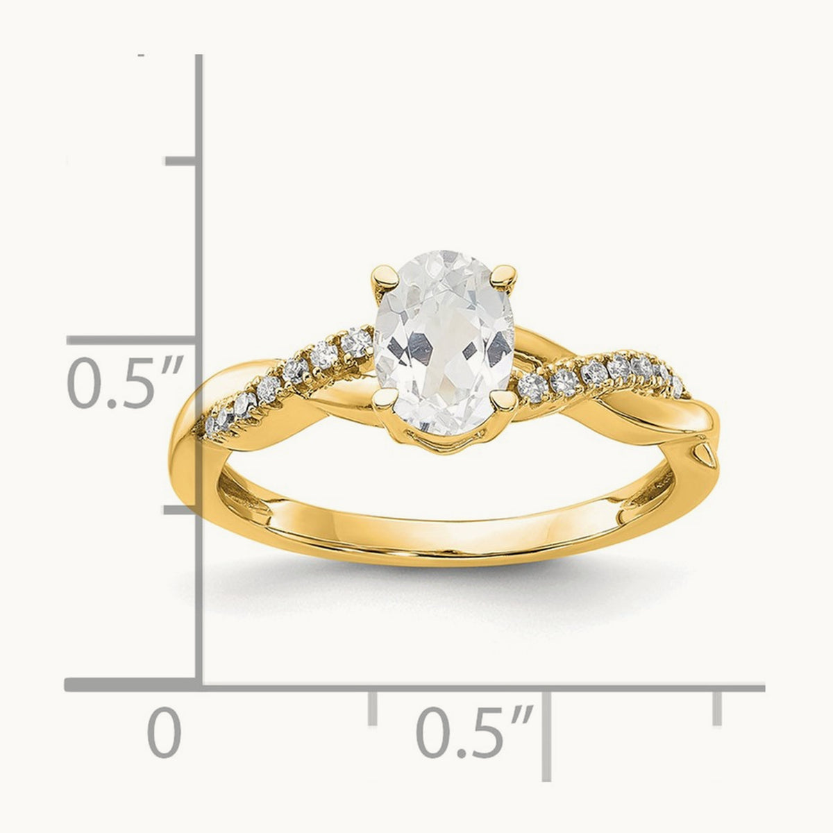 Oval Topaz and Diamond Ring — 14K Yellow Gold, 7