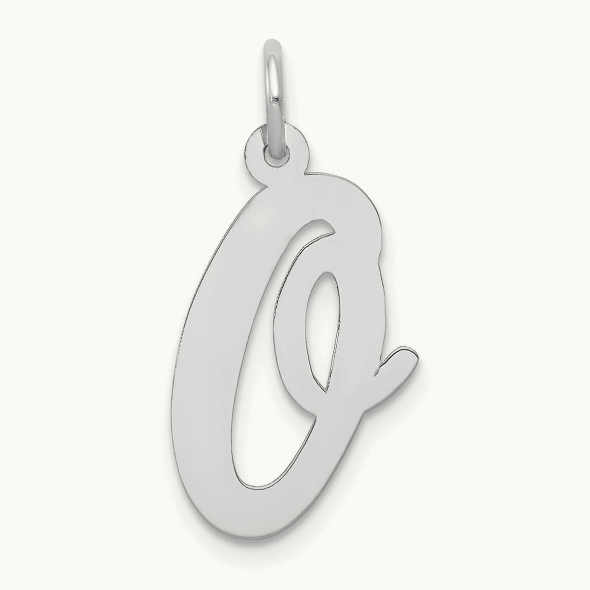 Large Script Initial Charm — 14K White Gold, O
