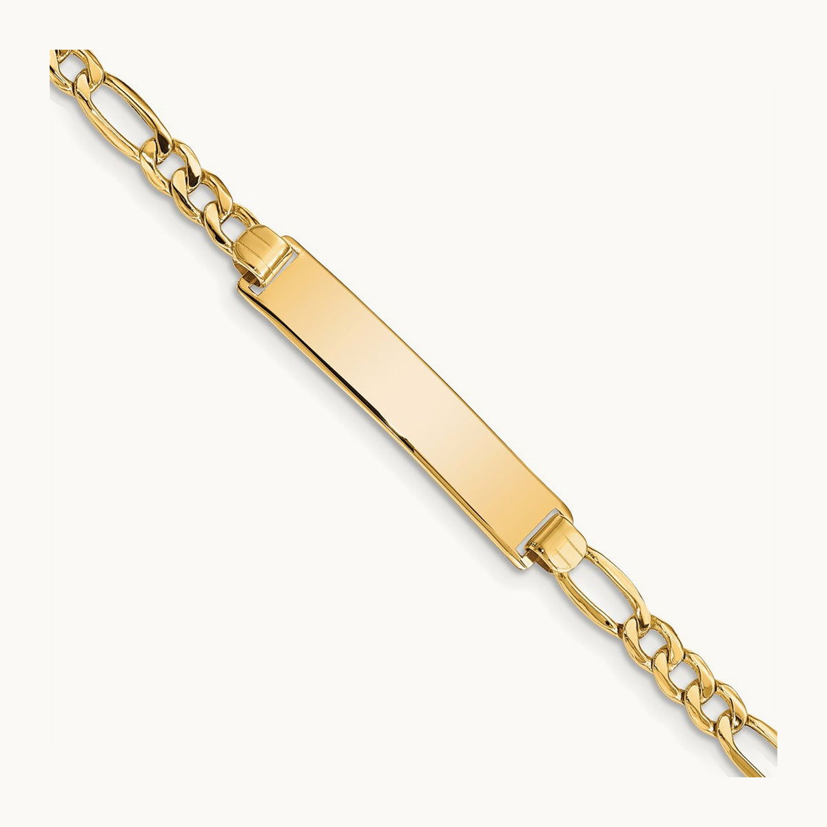 Semi-Solid Figaro ID Bracelet — 14K Yellow Gold, 8mm