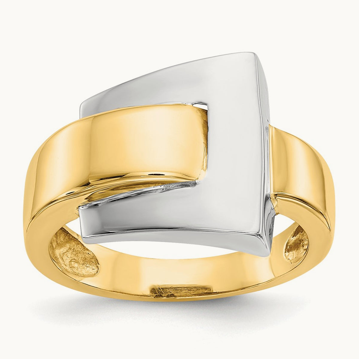 Polished Buckle Ring, 14K Two-tone
