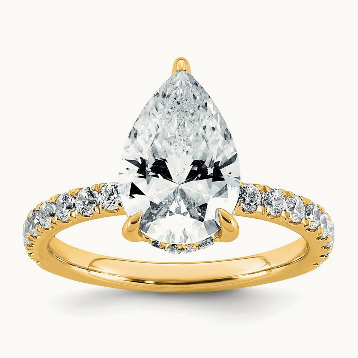 Pear Solitaire Engagement Ring, 1.25-4.75 ct tw Lab-Grown Diamond — 3 1/2 ct, 14K Yellow Gold