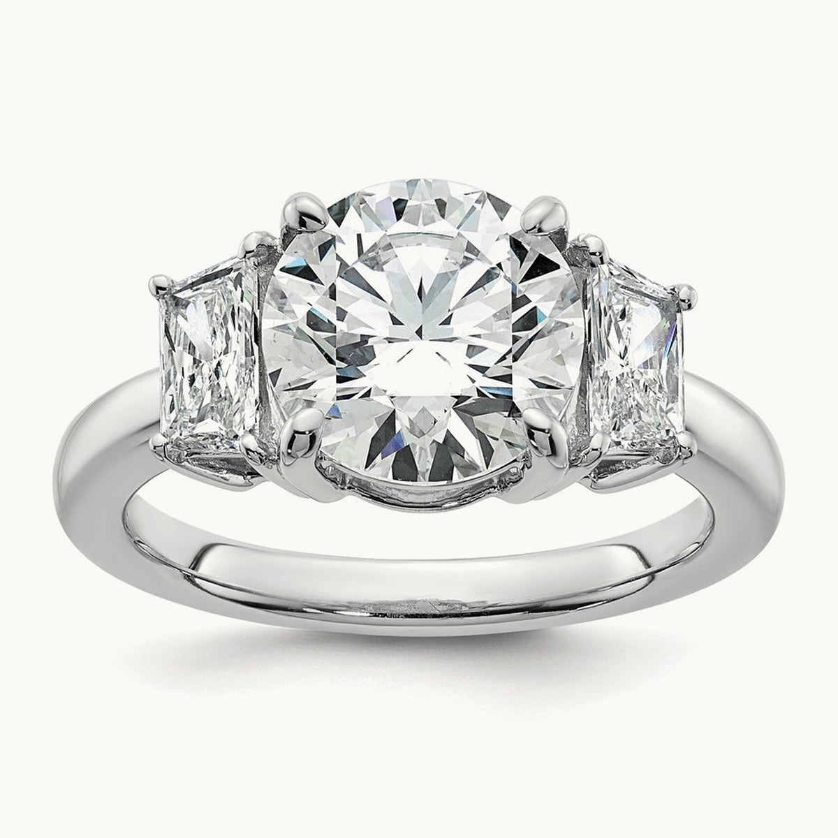 Trapezoid Sidestones Engagement Ring, 0.25-3.75 ct tw Lab-Grown Diamond — 3 3/4 ct, VS (Best) · Certified, 14K White Gold