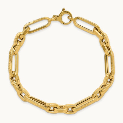 Polished and Textured Design Fancy Link Bracelet, 14K