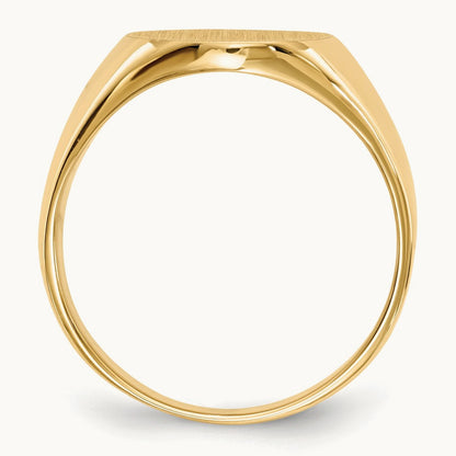 13.0x14. Closed Back Mens Signet Ring, 0mm, 14K