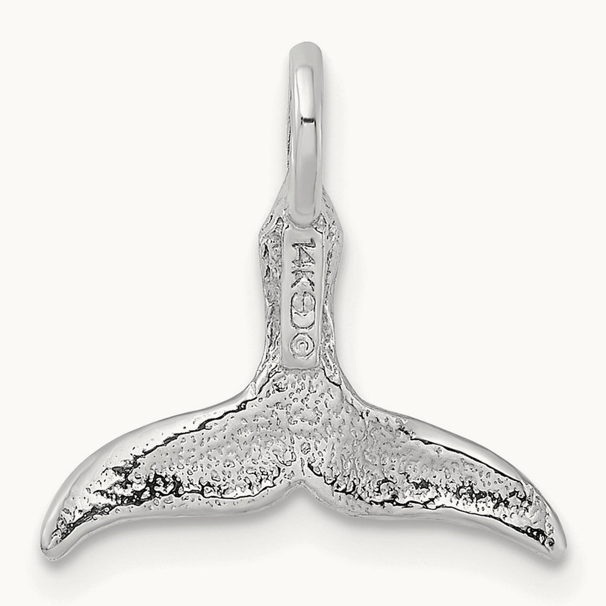 3-D Polished Whale Tail Chain Slide — 14K White Gold, 20mm