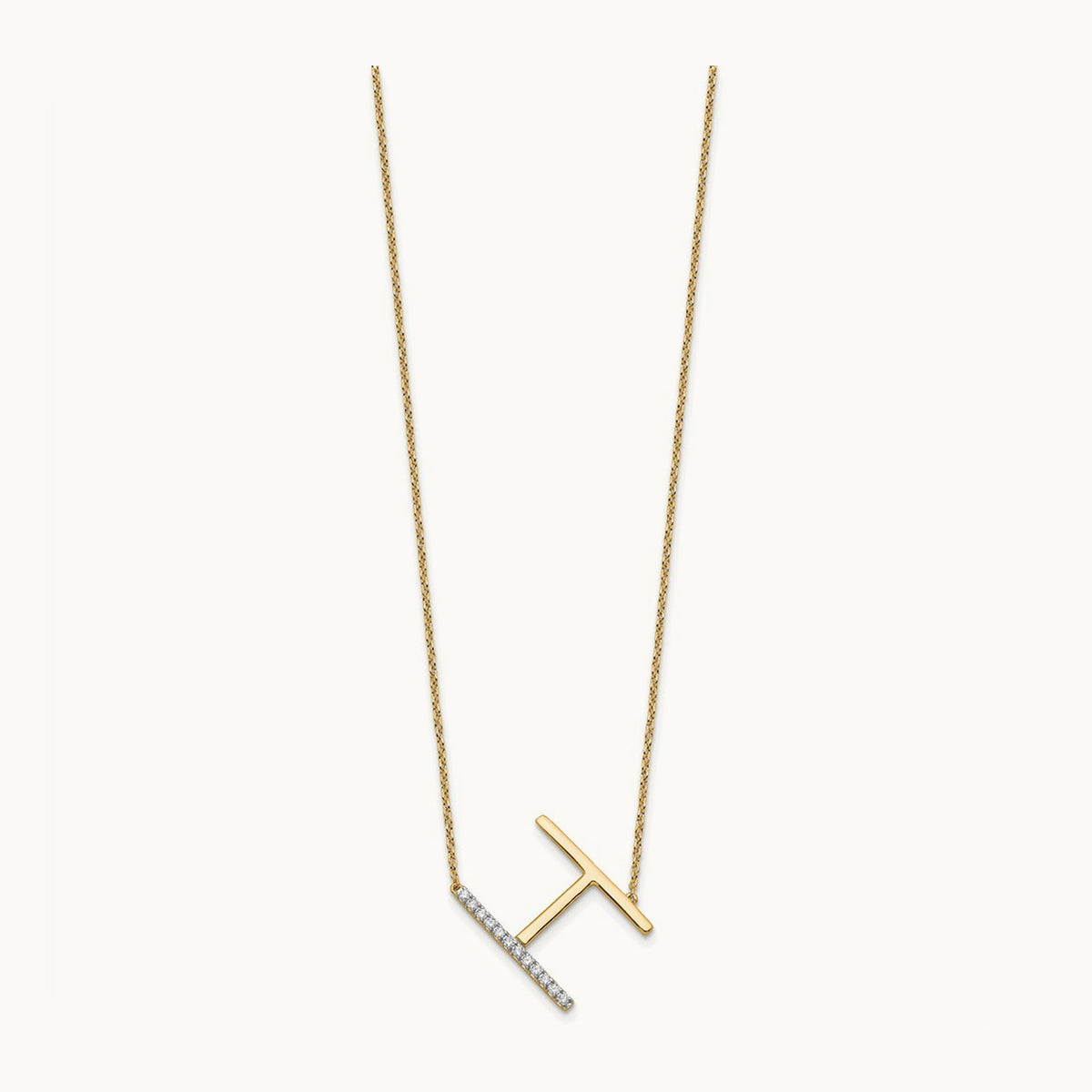Sideways Diamond Necklace — 14K Yellow Gold, H
