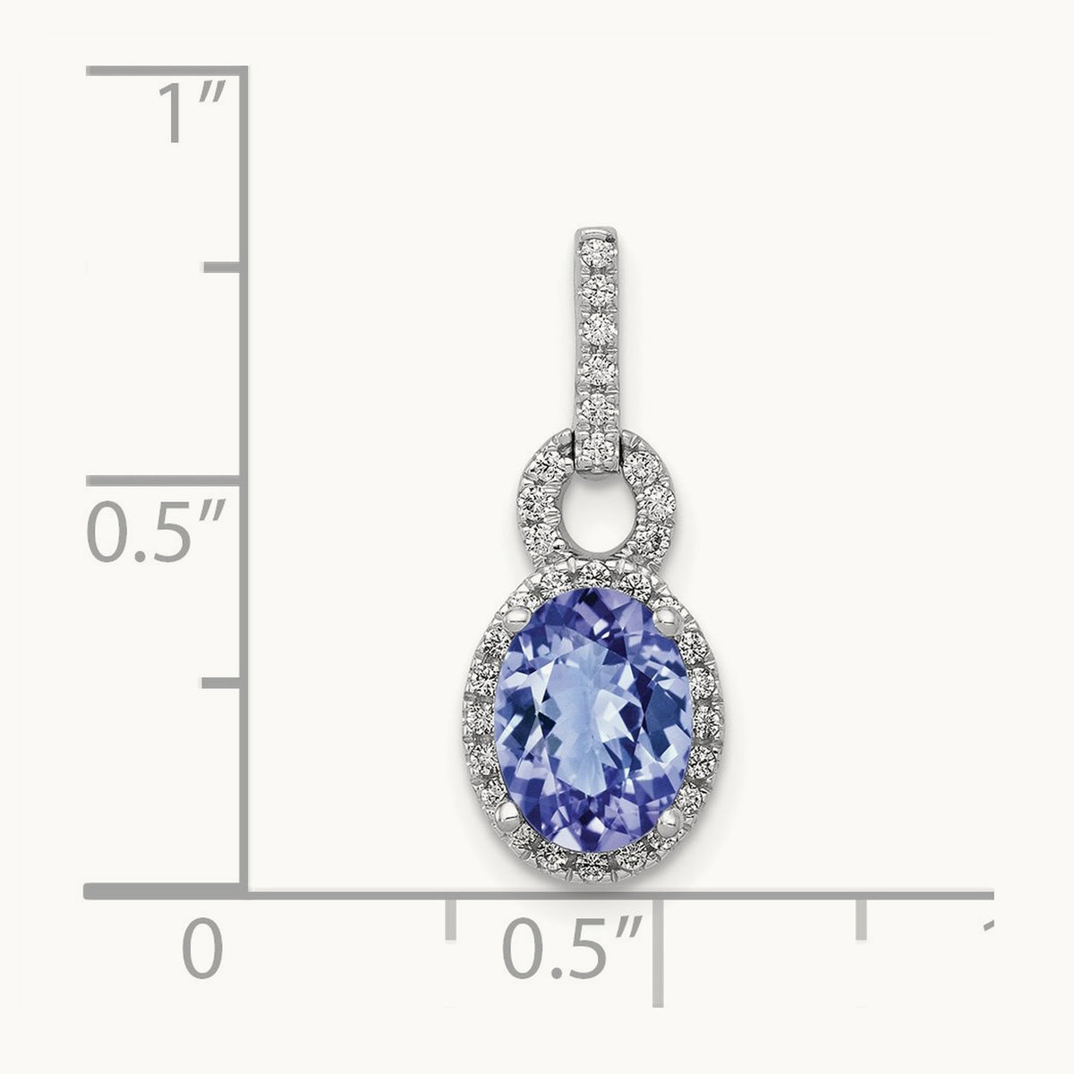 Oval .95 Tanzanite and Diamond Pendant, 14K White Gold