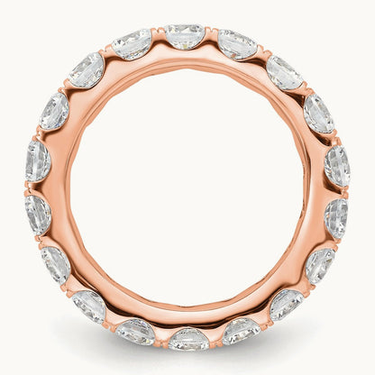 Polished U Shared Prong 3ct Diamond Eternity Band, 14K Rose Gold