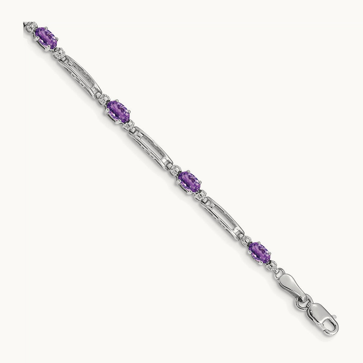 Diamond and Amethyst Bracelet — 14K White Gold