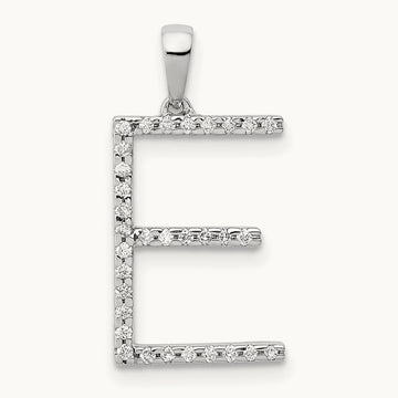 Diamond Letter E Initial Pendant, 14K White Gold