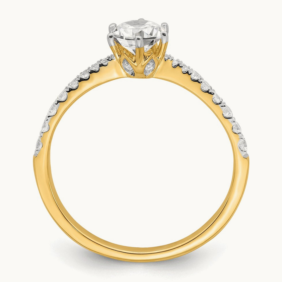 1/2ct Round Leaf Design Semi-Mount Dia Ring, 14K Gold