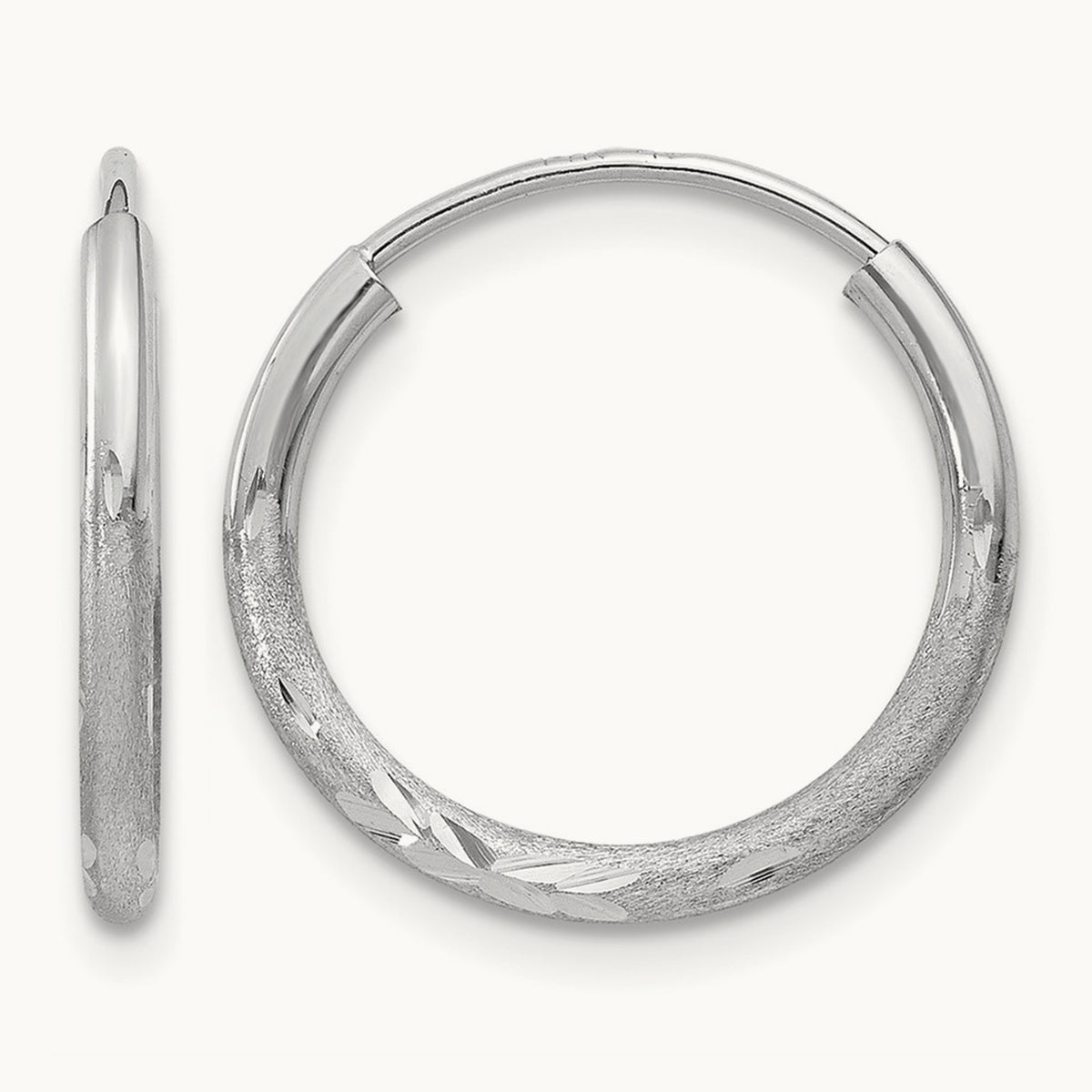 Diamond-cut Endless Hoop Earrings — 14mm, 1.5mm