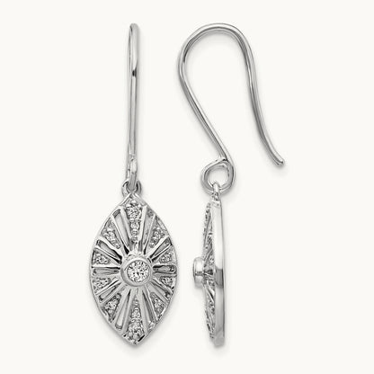 Diamond Vintage Dangle Earrings, 14K White Gold