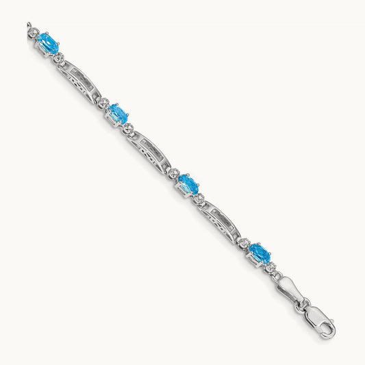 Diamond and Blue Topaz Bracelet — 14K White Gold