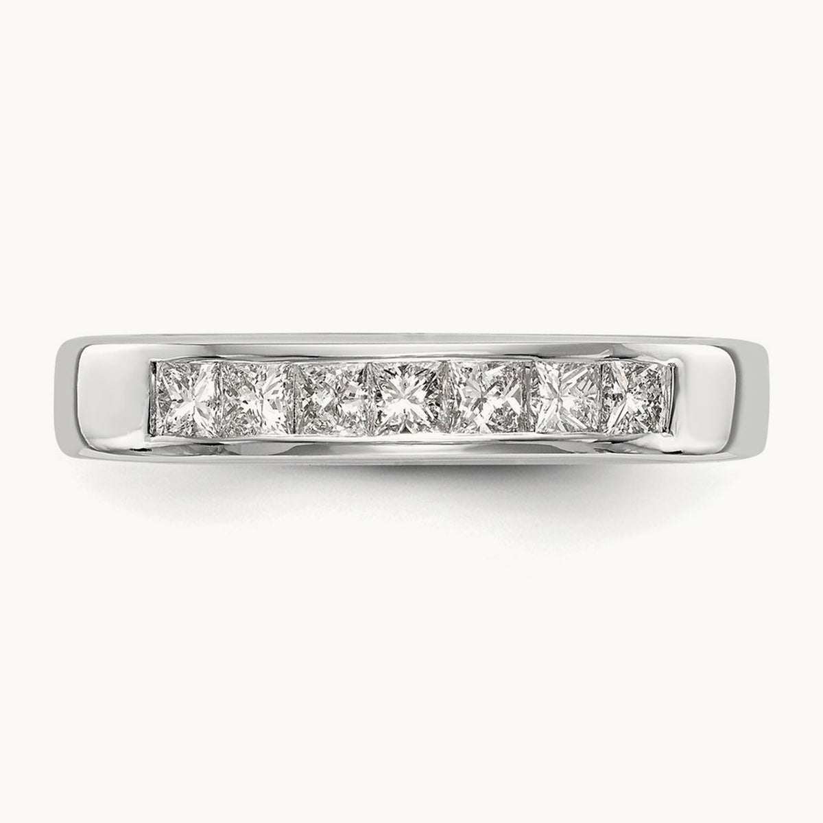 7-Stone Diamond Channel Band, 14K White Gold