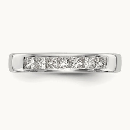 7-Stone Diamond Channel Band, 14K White Gold