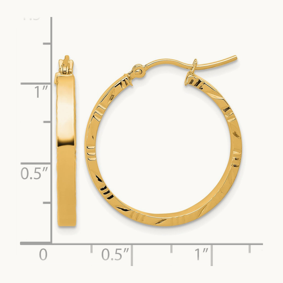 D/C Edge Medium Polished Hoop Earrings, 3mm — Leslie's
