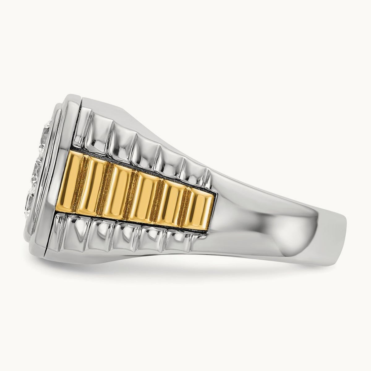 14ktt IBGoodman Men's Polished & Textured Diamond Cluster Ring