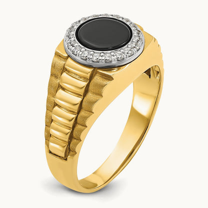 Men's Onyx and Diamond Complete Ring — IBGoodman — photo set