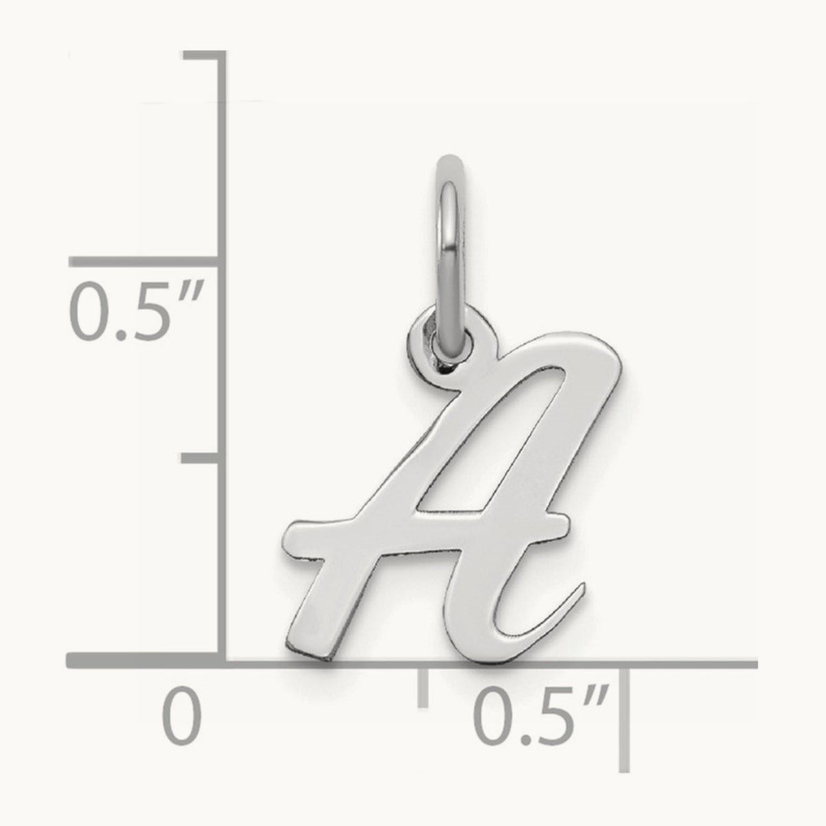 Small Script Letter A Initial Charm, 14K White Gold