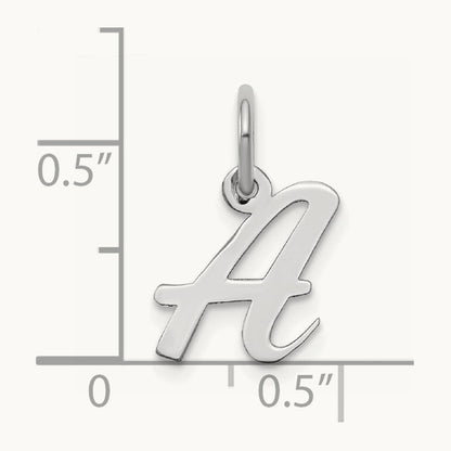 Small Script Letter A Initial Charm, 14K White Gold