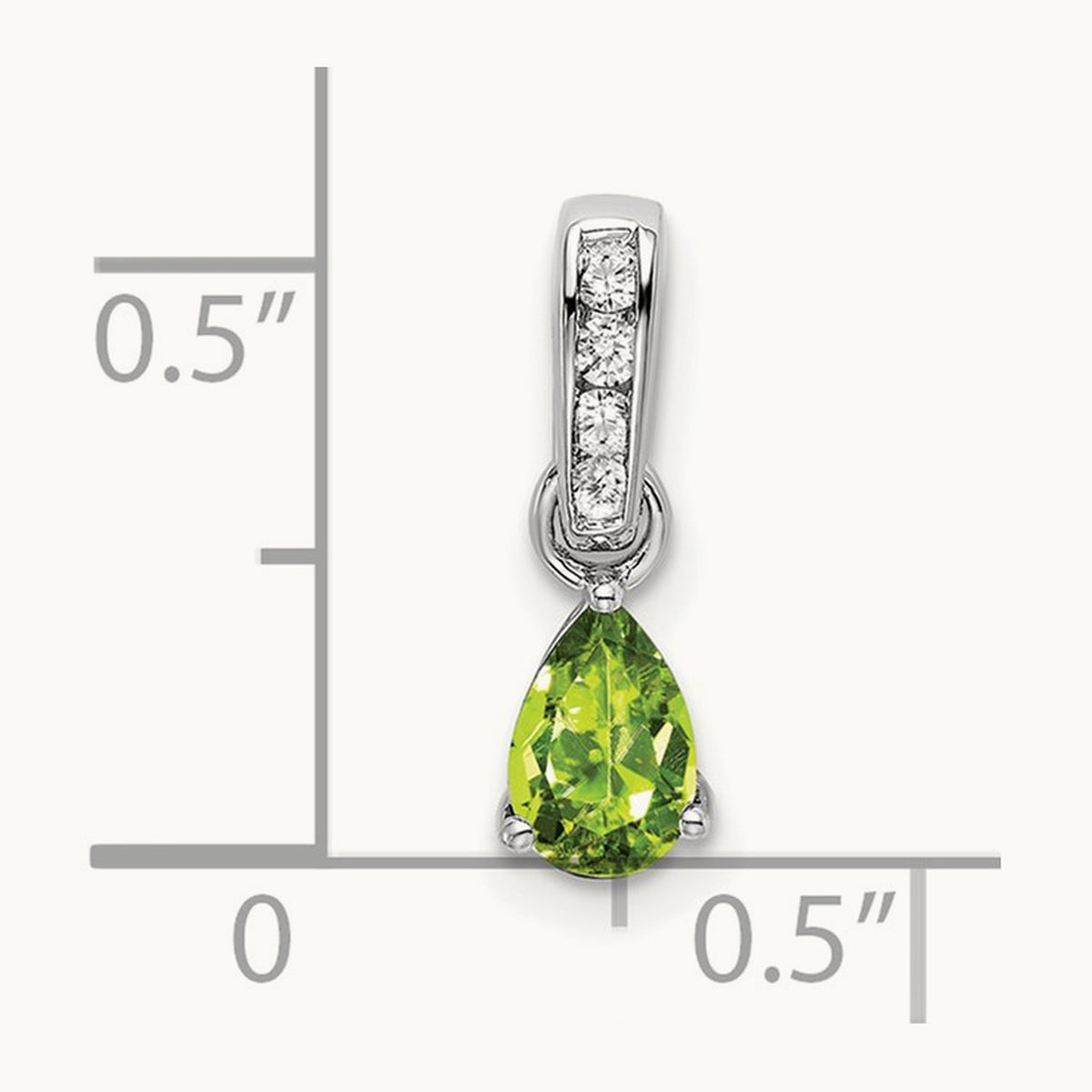 Pear Peridot and Diamond Pendant — 14K White Gold
