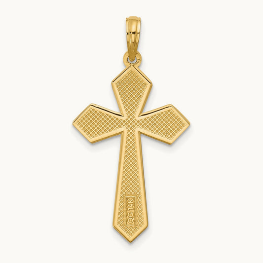 Polished Pointed Christian Cross Pendant, 14K