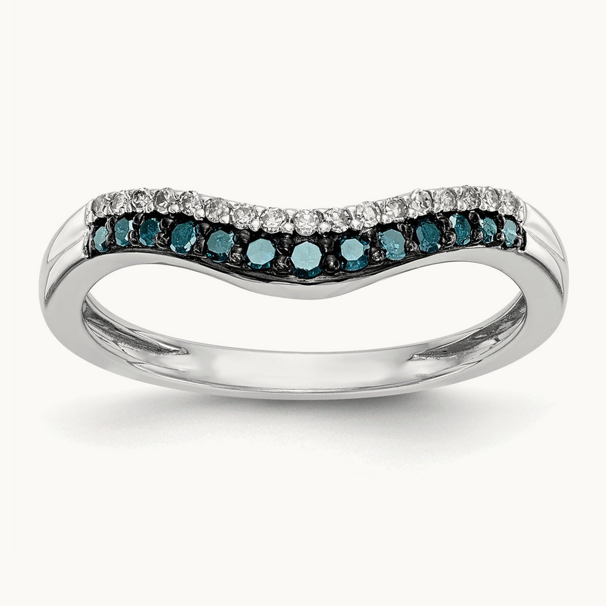 Blue and White Diamond Band, 14K White Gold