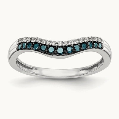 Blue and White Diamond Band, 14K White Gold
