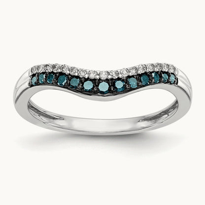 Blue and White Diamond Band, 14K White Gold