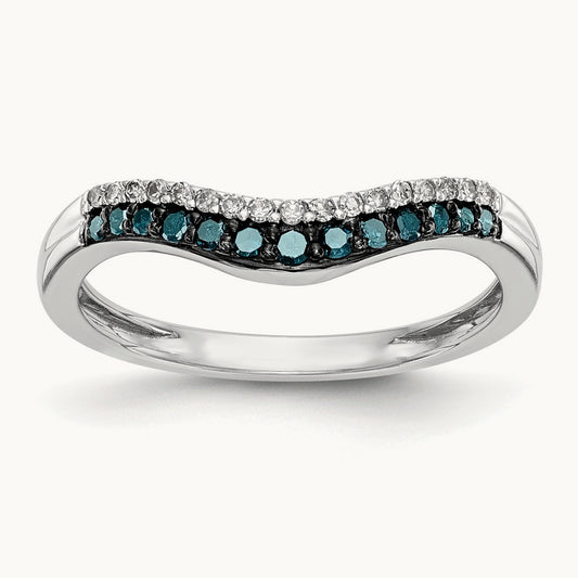 Blue and White Diamond Band, 14K White Gold