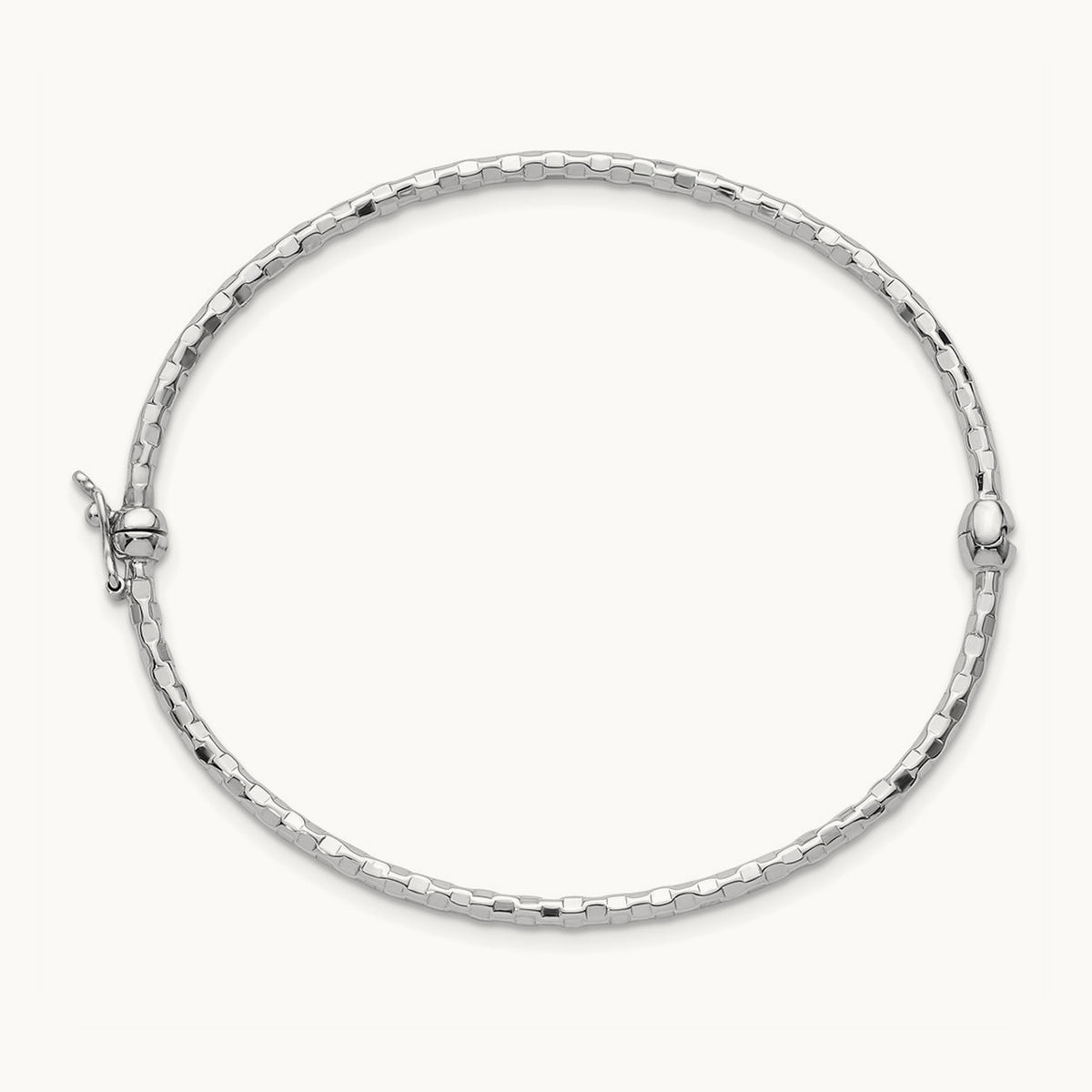 Textured Hinged Bangle Bracelet, 14K White Gold