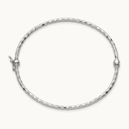 Textured Hinged Bangle Bracelet, 14K White Gold