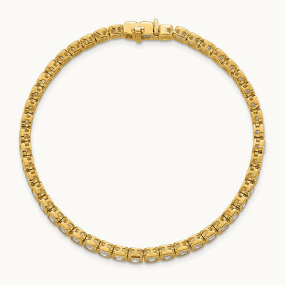 Emerald Bezel Tennis Bracelet, 6.50 ct tw Lab-Grown Diamond — 14K Yellow Gold