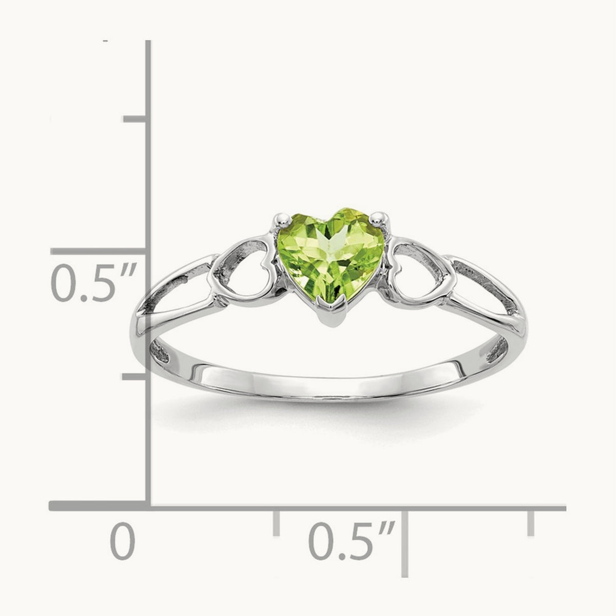 Peridot Birthstone Ring, 14K White Gold