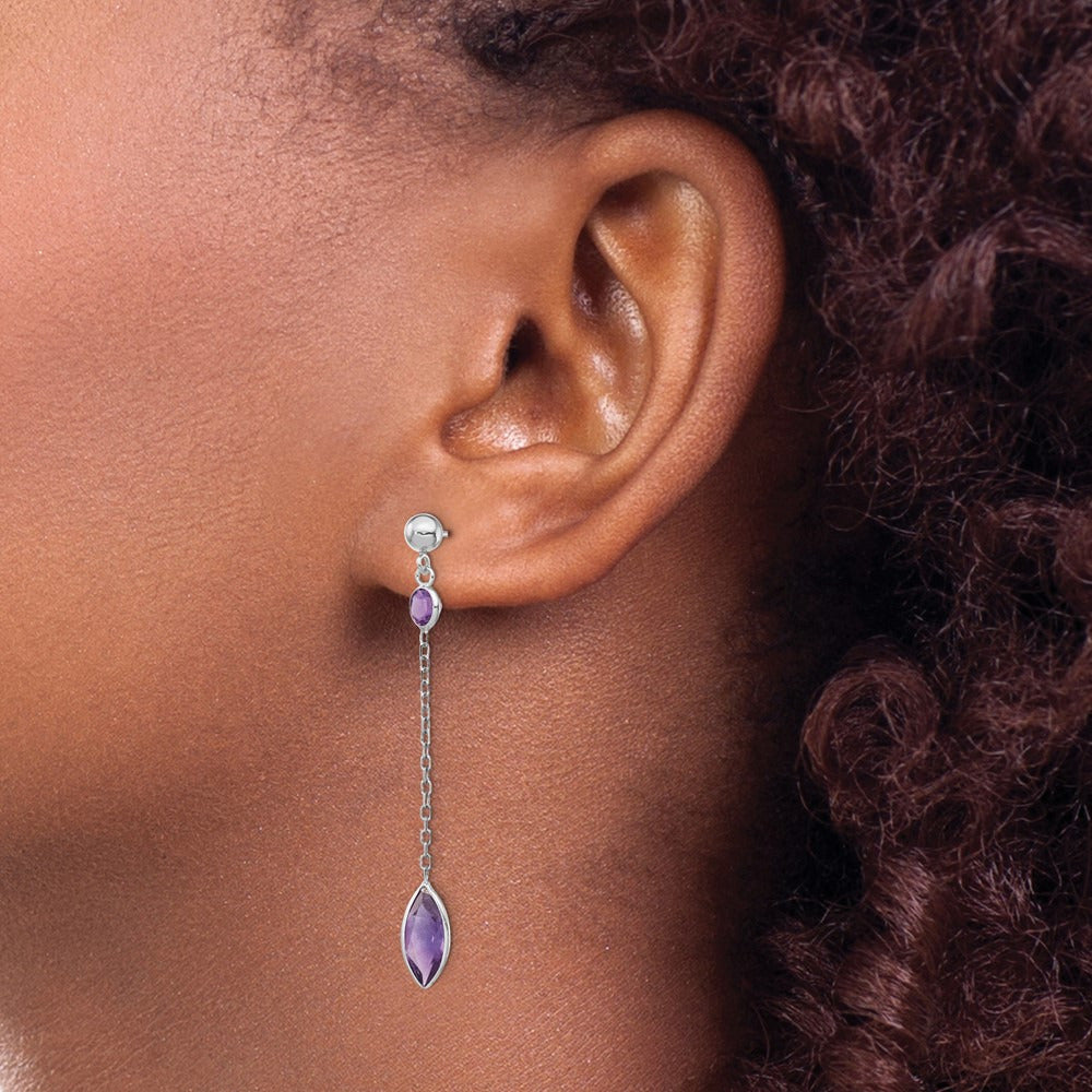 Amethyst Post Dangle Earrings — photo set