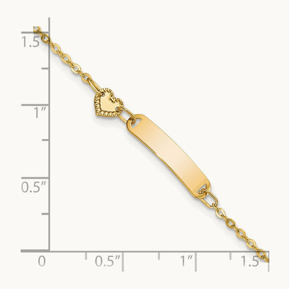 Polished ID with Heart Childrens Bracelet, 14K