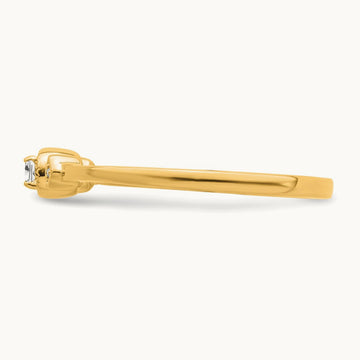 Petite Beaded Edge Cushion Complete Dia Ring, 14K Gold