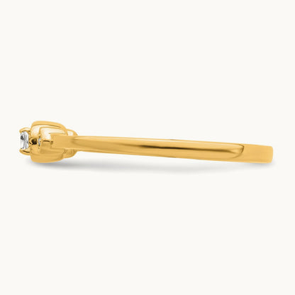 Petite Beaded Edge Cushion Complete Dia Ring, 14K Gold