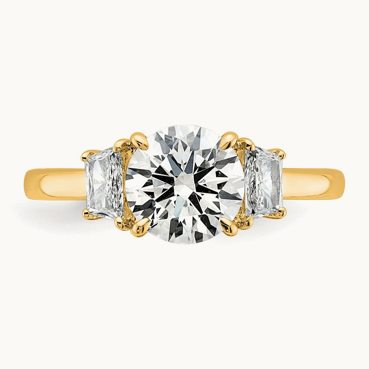 Trapezoid Sidestones Engagement Ring, 3/8-3 3/4 ct Lab-Grown Diamond — 14K Yellow Gold