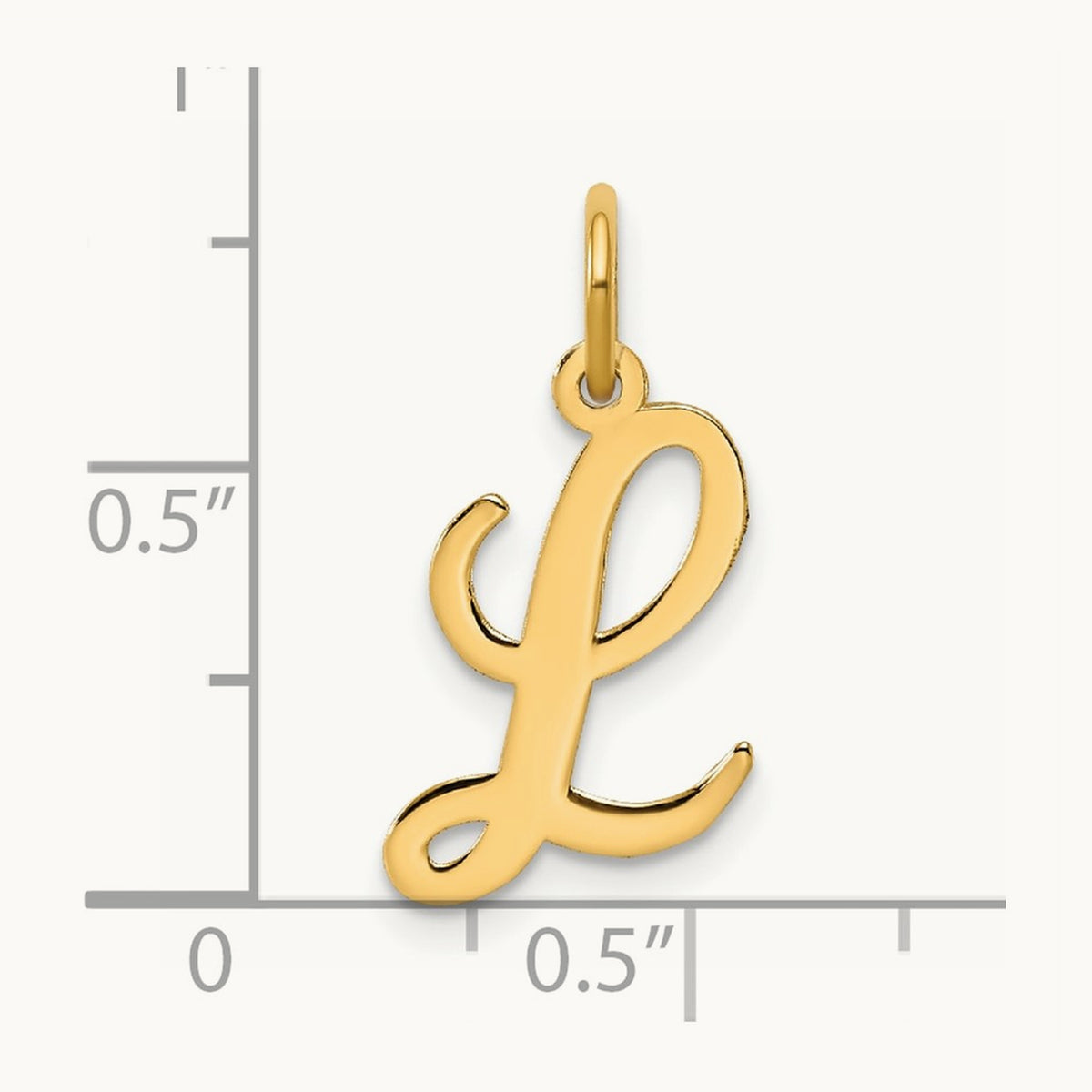 Medium Script Initial Charm — 14K Yellow Gold, L