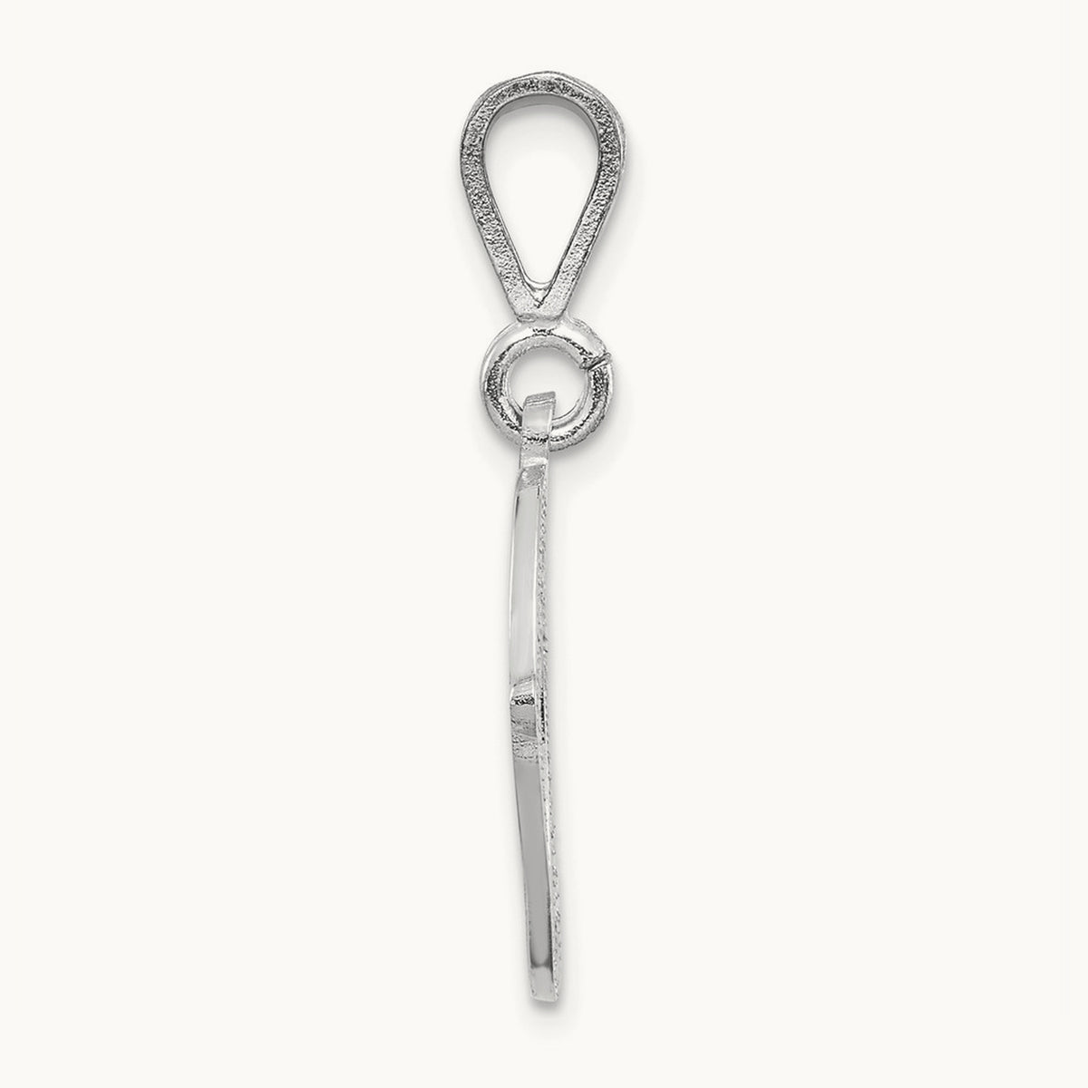 Solid Polished Script Filigree Initial Pendant — O