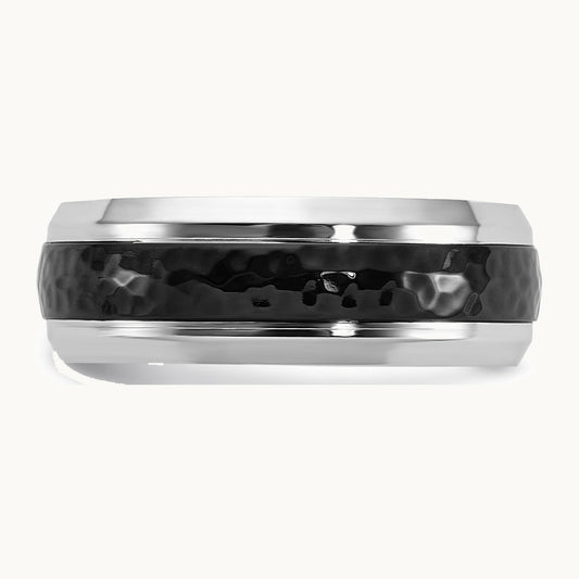 Chisel Cobalt Polished with Hammered Black IP-plated Center 8mm Band