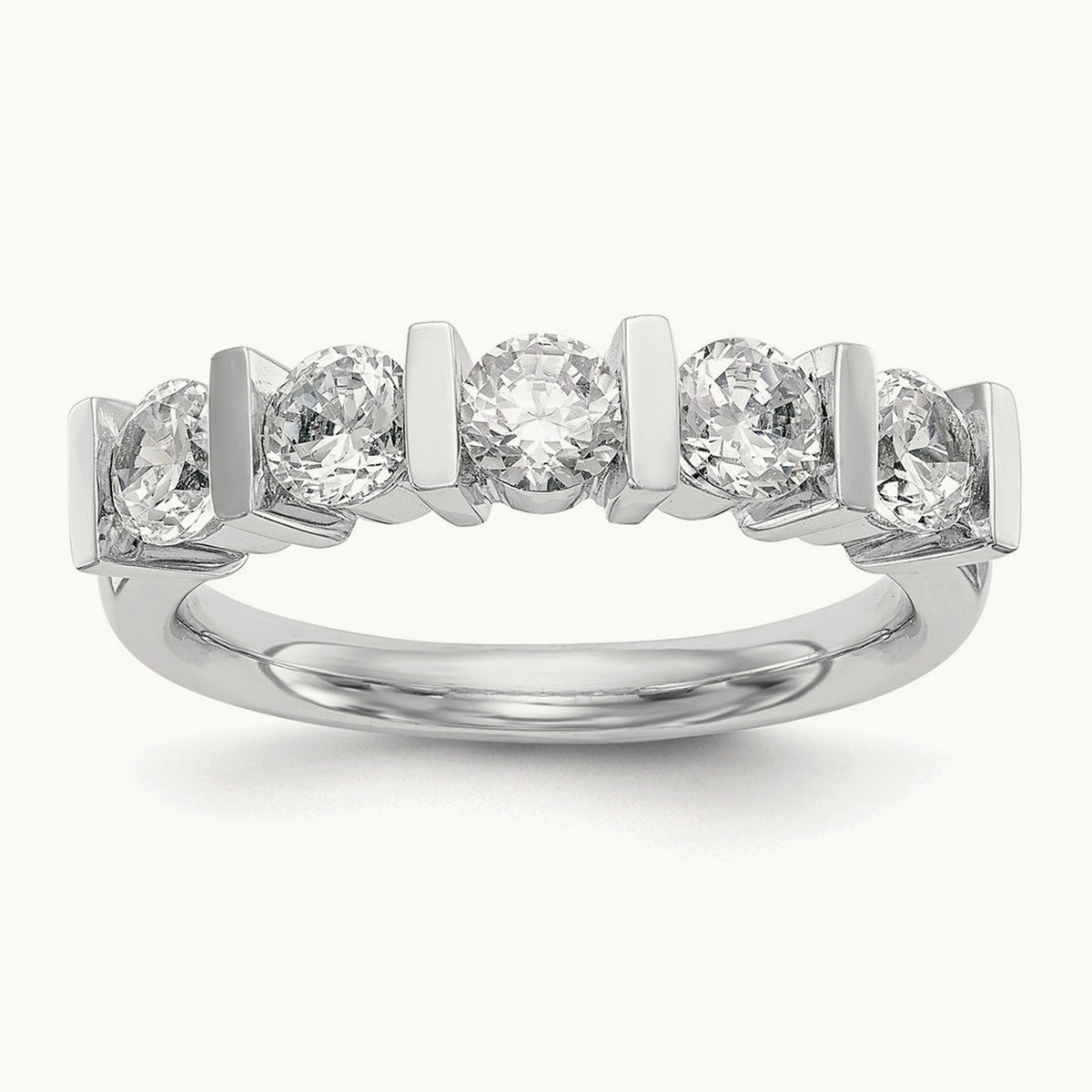 5-Stone Diamond Band, 14K White Gold