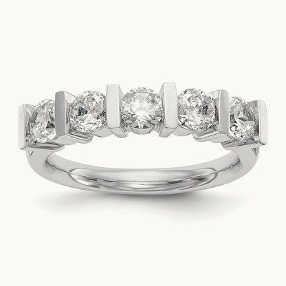 5-Stone Diamond Band, 14K White Gold