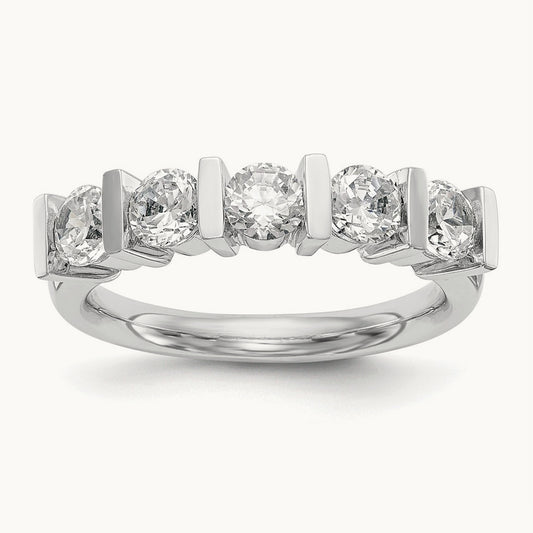 5-Stone Diamond Band, 14K White Gold