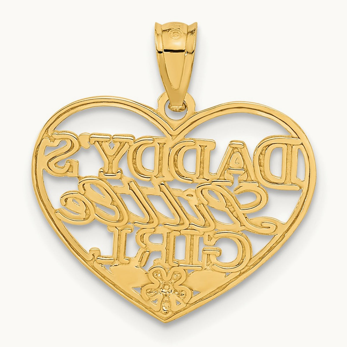 Diamond-cut DADDYS LITTLE GIRL Heart Pendant, 14K