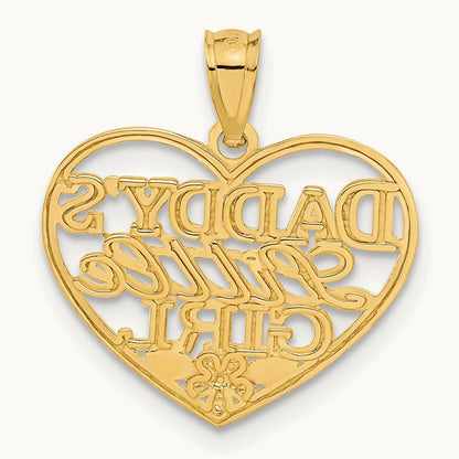 Diamond-cut DADDYS LITTLE GIRL Heart Pendant, 14K