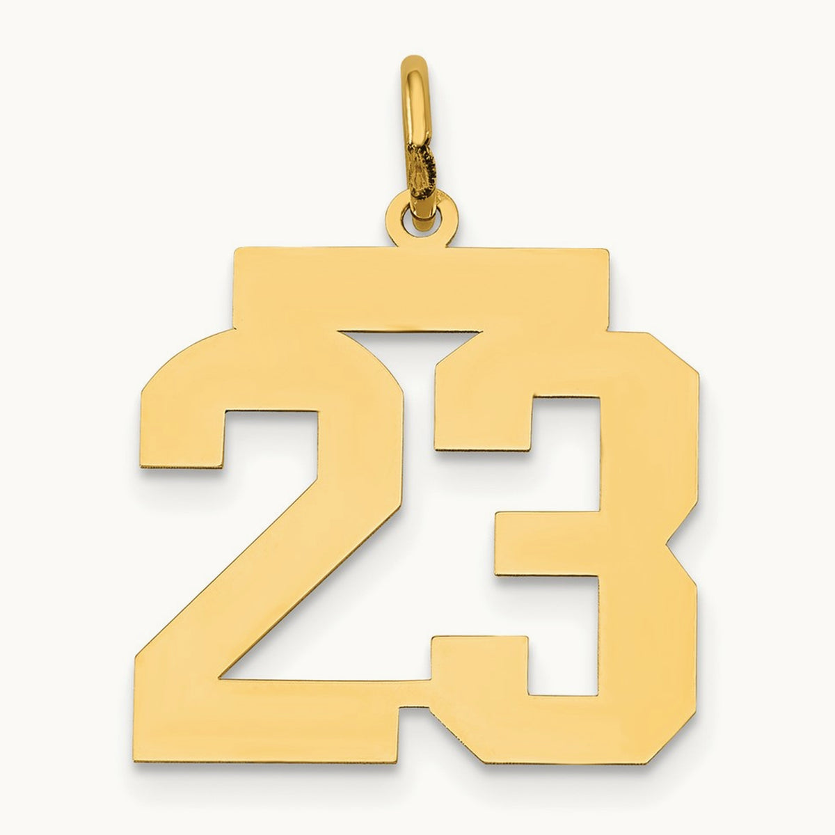 Medium Polished Number 23 Charm, 14K